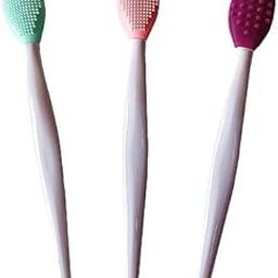 Lip Scrubber Lip Exfoliating Brush Lip Brush Tool Double-Sided Silicone Brush Lip Exfoliator Brush for Dry Lips Deep Massage Soft & Shiny Lips Soft Lip Brush for Smoother and Fuller Lip Appearance-image-13