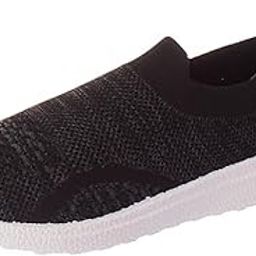 Kickup LCR Lightweight Comfortable Slip-on Latest Casual Sneakers Walking Running Shoes All Weather Grip Shoes Without Laces for Girls and Ladies (ONE Pair of Black Colour UK Size 7)-image-77