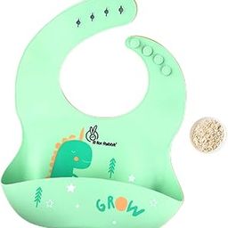 R for Rabbit Safari Silicone Bib for Baby Food Feeding BPA Free, Baby Apron Adjustable Straps With Food Pocket, Mess Free, Waterproof, Washable & Reusable Ideal for Babies 6 to 36 Months (Sea Green)-84