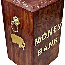 WOOD ROOM Handcrafted Money Bank - Big Size Master Size Large Piggy Bank Wooden 8 x 5 inch for Kids and Adults (Brown)-12
