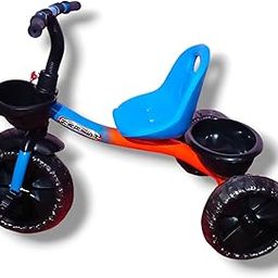 Kids Tricycle with Blue Seat, Black Wheels, Orange Frame-image-45