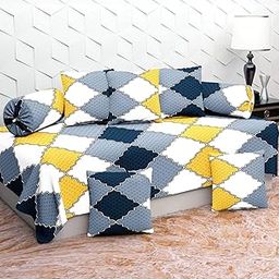 Jyotaksh Store 1 Single BEDSHEET with 5 Cushions Covers and 2 BOLSTERS Covers-image-35