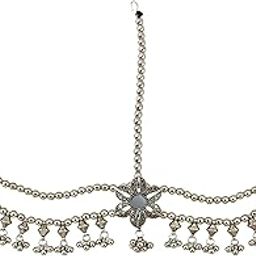 lucky jewellery Oxidised Silver Plated Matha Patti, Mathapatti, Maang Tikka, Mang Tikka Boho Head Jewellery | Navratri, Garba, Dandiya Festival Jewellery for Women & Girls - Pack of 1 (264-M5PO-2141)-picture-15