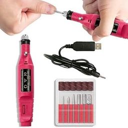 URBAN BOX Electric Nail Drill Machine Kit, USB Powered, Pink, 6 Bits Set for Manicure and Pedicure Nail Drill Machine 20000 RPM Professional Nail Drills for Acrylic Nails Gel E-file Nail File for Salon and Home Beginners DIY Use-image-58