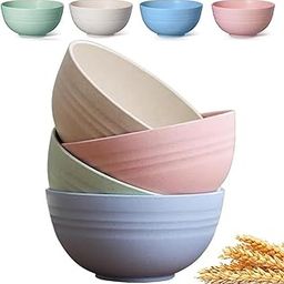 PRANIJ Reusable Wheat Straw Bowl Set of 4 - Dishwasher & Microwave Safe - BPA Free - Unbreakable Cereal Bowls for Salad, Rice, Soup - 800 ML-image-55