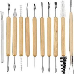 E - Buddies 11 Pcs Pottery Sculpting Tools Set for Professional Art & Crafts, Ceramic Clay Tools, Modeling Tools, Wooden Sculpture Knife, Pumpkin Carving Tools, Wooden Handle Pottery Carving Tools-image-86