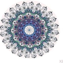 UJEAVETTE Set of 2 Table Cover Outdoor Elastic Edged Tablecloth 47" Round Peacock Tail-image-15