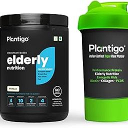 Plantigo Superior 51+ Plant Protein Powder for Senior Adults | Elders, Old Men & Women | No Sugar, Low Calories | Pea Protein, Oats | Heart & Muscle Health (Vanilla - 500g) + Shaker Bottle 600ml-9