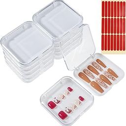 10 Packs Press On Nails Storage Boxes, Fake Nails Packing Cases Black Nail Display Box for Home DIY, Nail Salon (3.3 x 3.3in)-38