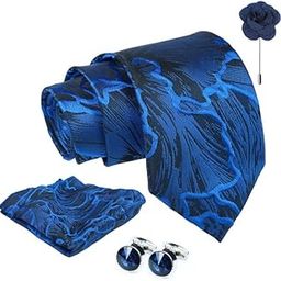 Micro Floral Tie For Men – Formal Ties Set With Pocket Square, Cufflink & Flower Pin With Gift Box For Mens, Silk Fabric Neckties Gift Sets For Men’s (BFP1)-image-65