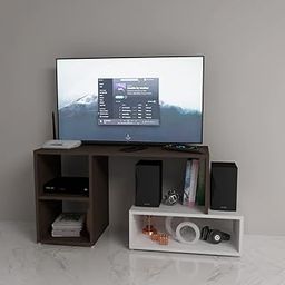 ESTANTERIA Stander Engineered Wood TV Entertainment Unit (Standard, Wenge & White)-4