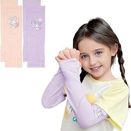 SNOWIE SOFT® 2 Pairs Sanrio Cooling UV Protection Arm Sleeves for Kids Girls Aged 5-10, Kuromi & Kitty Hand Cover Arm Sleeves for Kids, 13.3 inches Cute Breathable Outdoor Arm Sleeves for Girls-picture-14