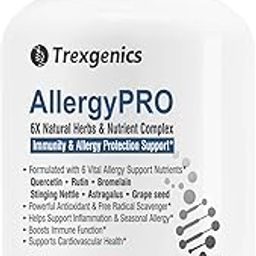 Trexgenics ALLERGYPRO 6X Natural Allergy Support with Quercetin, Rutin, Bromelain, Astragalus extract Grape seed extract 95% OPC, Stining nettle extract (60 Veg. Capsules) (Pack of 1)-image-95