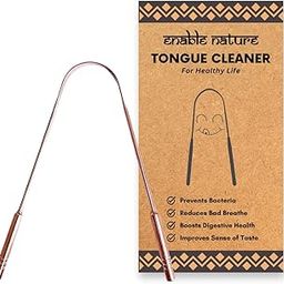 Enable Nature Pure Copper Tongue Cleaner for Adults| Improved Oral Hygiene and for Fresh Breath & Bacteria Removal | 100% Pure Copper Scraper for Superior Oral Hygiene and Fresher Breath | Pack of 1-21