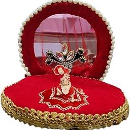 Size 0,1,2,3 Number Thakur Ji Ladu Gopal Krishna Premium Singasan Solid Wood Sofa Bed Janmashtami Gift for Pooja Mandir Multi Color Option (Maroon)-image-68