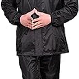 Rain Coat for Men Waterproof for Bike Riders with Adjustable Hood along with inner pockets,Waterproof Raincoat with Polyester Jacket,Pants and Waterproof Drawstring Bag (IN, Alpha, XL, Black)-image-73