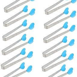 GRIRIW 12pcs Mini Serving Tongs Kitchen Tongs Silicone Tips for Sugar Ice Salad and Appetizers Essential Kitchen Supplies for Home Parties and Buffets-image-1