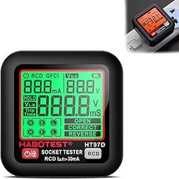 ARKZO Socket Tester with RCD Test, 30-260V/45-65Hz, 6 Types of Fault Diagnosis, 2 Prong AC Voltage Checker Detector for Work, Electrical Socket Tester with LCD Display-picture-15