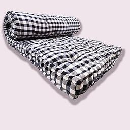 Soft 5-Inch Thick Black and White Check Cotton Quilt Box Mattress | Medium Firm Foldable Reversible Single Bed Mattress (72X36X5 Inches)-10