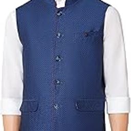 Men Blue Self Design Band Neck Casual Waistcoat (P_CMWCS0009_BLUE)-image-26