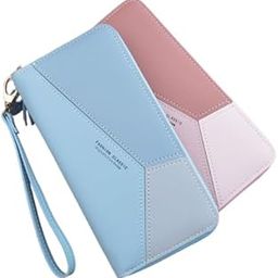 Women's Blue PU Leather Long Wallet with Zipper, Coin Pocket, Card Holder, Tassel and Pendant-51