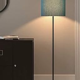 Modern Floor Lamp with Storage Shelves, 3-Tier Display Stand, Fabric Drum Shade, Wooden Frame Floor Lamp in Solid Wood & Natural Wood with Shelf Shade for Living Room,Bedrooms, Colour (Pipe Blue)-image-54