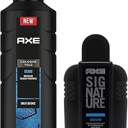 AXE Signature Denim Spicy After Shave Lotion, 100 Ml, Cream,Lotion, Men & Axe Signature Denim Cologne Talc Pack of 300 g powder-32