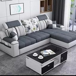 Woodsfreak Luxurious Soft Fabric L Shape 4 Seater Sofa Set with Chaise for Living Room, Dining Room & Hall - Centre Table Not Included (Grey)-image-8
