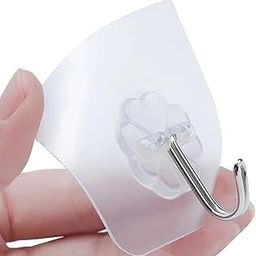 DIVAYANSHI 5 Pc PVC Heavy Duty Self Adhesive Stainless Steel Hooks, Transparent Waterproof and Oilproof Wall Hooks for Kitchen Bathroom Shower Door Outdoor Home Improvement Utility Hook-25