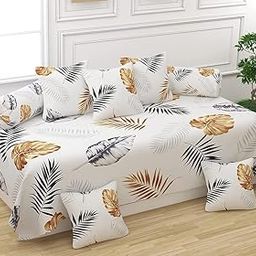 KIAAKSH Printed Diwan Set Glace Cotton Cloth Quality Designer Printed 8 Pieces Standard Size 60x90 Inches Diwan Set (1 Single Bedsheet, 2 Bolster Covers, 5 Cushion Covers) KB-Dwn 40-image-84