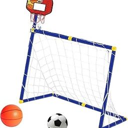 Basketball Hoop with Soccer Goal Net 2 in 1 for Backyard Indoor Outdoor red | Goals & Nets | Soccer | Team Sports-picture-9