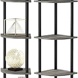 STAR WORK - Set of 5 Corner Standing Rack Shelf Turn-N-Tube End Table Corner Display Rack Hallway, Living Room, Metal, Easy Assembly, Space Saving, Industrial (Corner - 5)-26