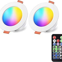 Ubervia 2 Pcs 4W RGB LED Recessed Ceiling Light with Junction Box, Daylight, Dimmable Spotlights Downlight 2 Light Modes Timing Led Down Lights for Ceiling with Remote Control(Warm)-image-56
