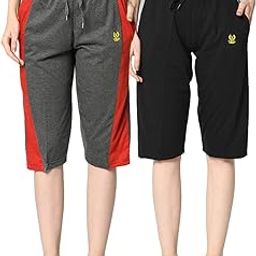 Women Capri for Sleep, Gym, Yoga and Sports Wear Pack of 2-C7_ANT_C9_BLK_02-P-image-87