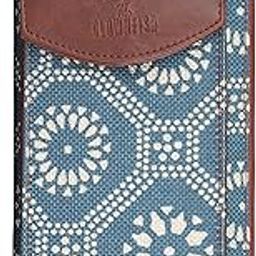 Fashionista Printed Handicraft Fabric & Vegan Leather Ladies Wallet Sling Bag with Front Mobile Pocket (Cerulean Blue)-30