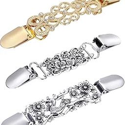 3 Pieces Sweater Shawl Clips Dresses Cardigan Collar Brooch Clip Vintage Shirts Clips for Women Girls-image-24
