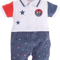 baby go BabyGo Half Sleeves Baby Romper| 100% Cotton Rompers for New Born Baby| Baby Dress | Onesies| 3-6M| NAVY| Infant Clothes-picture-42