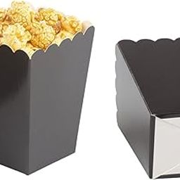 Black Popcorn Boxes Cardboard Popcorn Favor Containers,Pack of 24-picture-0