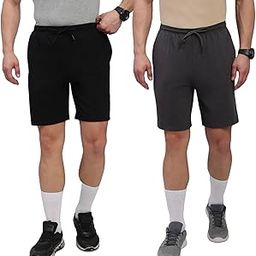 Men's Cotton Regular Fit Solid Shorts with Side | Pack of 2-image-41