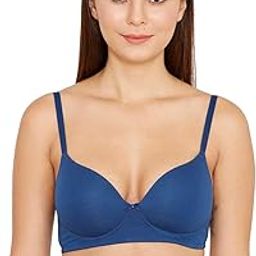 Women's Cotton Heavily Padded Wire Free Half Coverage T-Shirt Bra (ZI1137COREHBLUE0032D_Blue_32D)-image-1