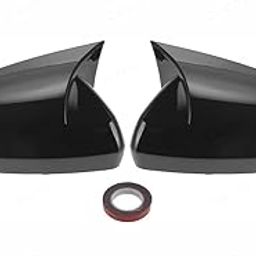 CARIZO Glossy Black Rear View Driver and Passenger Side Mirror Cover Cap Overlay Batman Inspired Wing Mirror Cover Compatible with Hyundai Verna Fluidic (2013-2017)-image-16