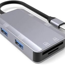 6 in 1 USB-C/Type-C to TF/SD Card Slot + 4 USB Female Adapter (Space Grey)-14