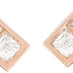Rose Gold Tone Cubic Zirconia Contemporary Brass Stud Earring For Women-ZPFK19849-3
