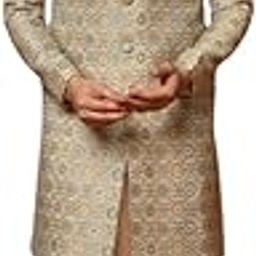 Men's Indo-Western Sherwani Churidar Set, Multi Cotton, Jacquard Regular Fit Mandarin Collar Long Sleeves-image-78