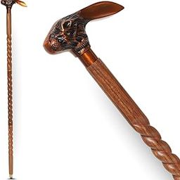 Seawela Handcrafted Twisted Wood Walking Stick with Rabbit Head Handle Vintage Animal Cane for Men, Seniors, Gifting, Collectors, Display & Fashion Walking Aid (Pack of 1)-image-75