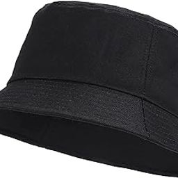 Zonixon Bucket Hat for Men & Women | Cotton Wide Brim Sun Hats | Soft Plain Cotton Protect UPF50+ UV Packable Beach Hat Summer Bucket Cap for Travel Black-image-22