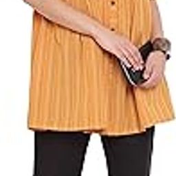 Women's Mustard Cotton Woven Design Gathered Tunic-34