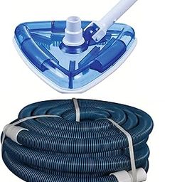 BlueWave Triangular Transparent Triangle Pool Vacuum Head Inground Above Ground Swimming Pool and 9 Meter In Length Hose Pipe, 38mm EVA Vacuum Hose With Standard Cuff Link-22