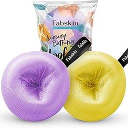 FABSKIN Donuts Loofah for Bathing | Bath Shower Loofah Sponge Scrubber Exfoliator for Women and Men | Bathing Sponge | Body Wash Scrub | Bath Scrubber For Body - Pack of 2 (Purple & Yellow)-image-60