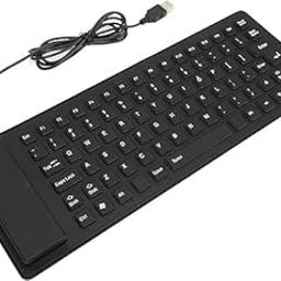 Flexible Silicone Keyboard, USB Wired, Waterproof, Rollup Design, Multi-Device Compatible, Black-image-94